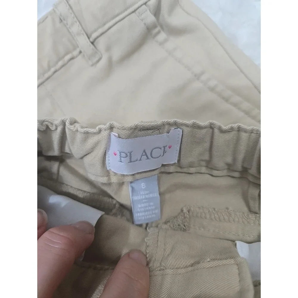 Lot Of 4 Children's Place Kids School Uniform Tan Shorts‎ Stretch Girls 8 Slim